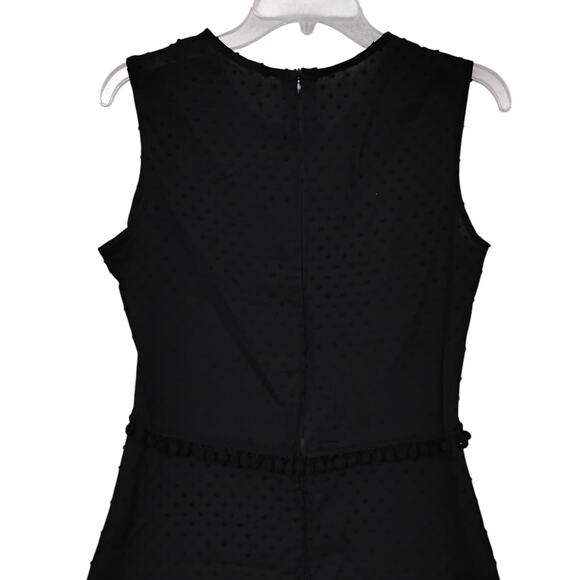 Handmade Swiss Dot Midi Dress Size M Black Sheath Cut Sleeveless Zipper on Back - Picture 7 of 11